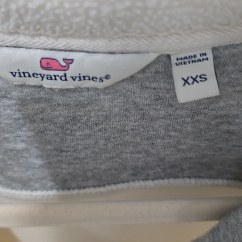 Vineyard Vines Women's Cream Grey Quilted Fleece Pullover Half Zip Womens XXS - Picture 5 of 14